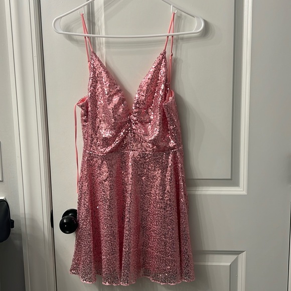 Lavender Haze- Pink Mini Dress with “Taylor Swift” Lavender faux fur jacket - Picture 1 of 5